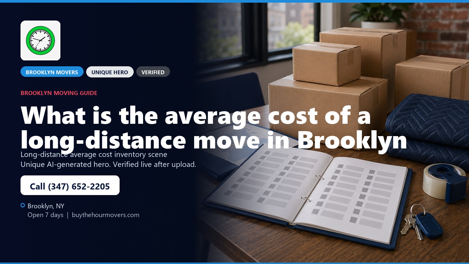 What is the average cost of a long-distance move in Brooklyn? unique hero image for Buy The Hour Movers in Brooklyn