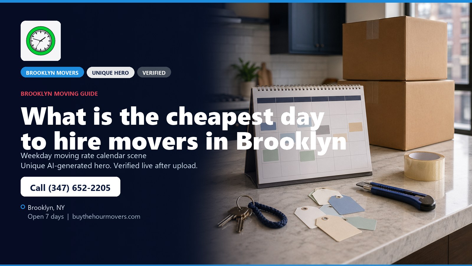 What is the cheapest day to hire movers in Brooklyn? unique hero image for Buy The Hour Movers in Brooklyn
