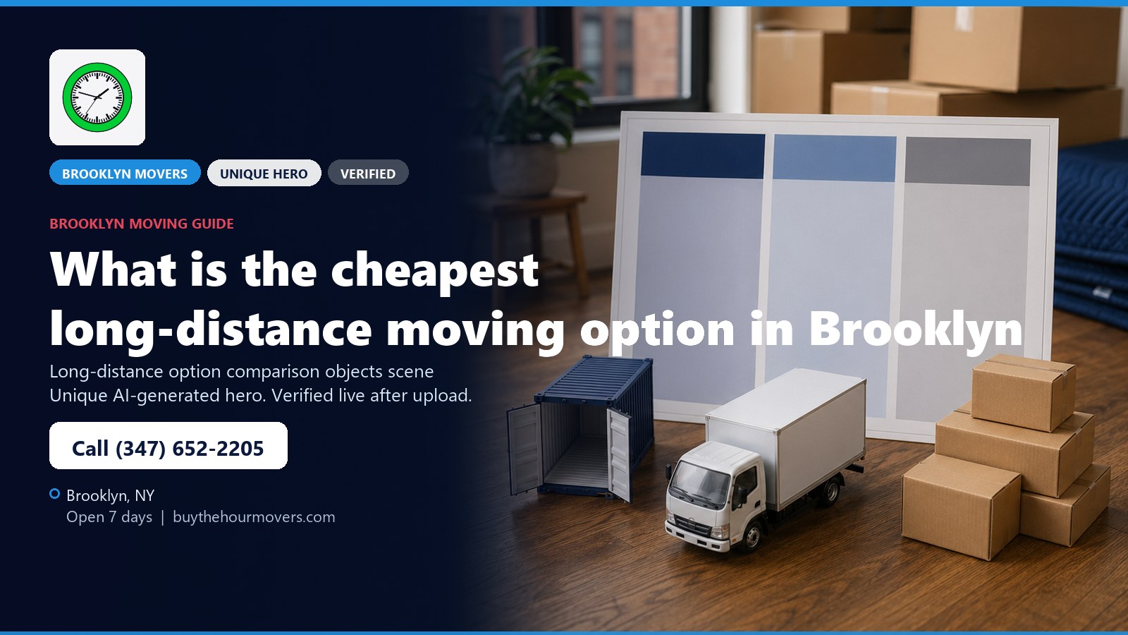 What is the cheapest long-distance moving option in Brooklyn? unique hero image for Buy The Hour Movers in Brooklyn