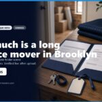 Image of a long-distance moving quote folder on a wooden table, featuring packing materials, keys, and a roll of tape, highlighting the cost of long-distance movers in Brooklyn, NY.