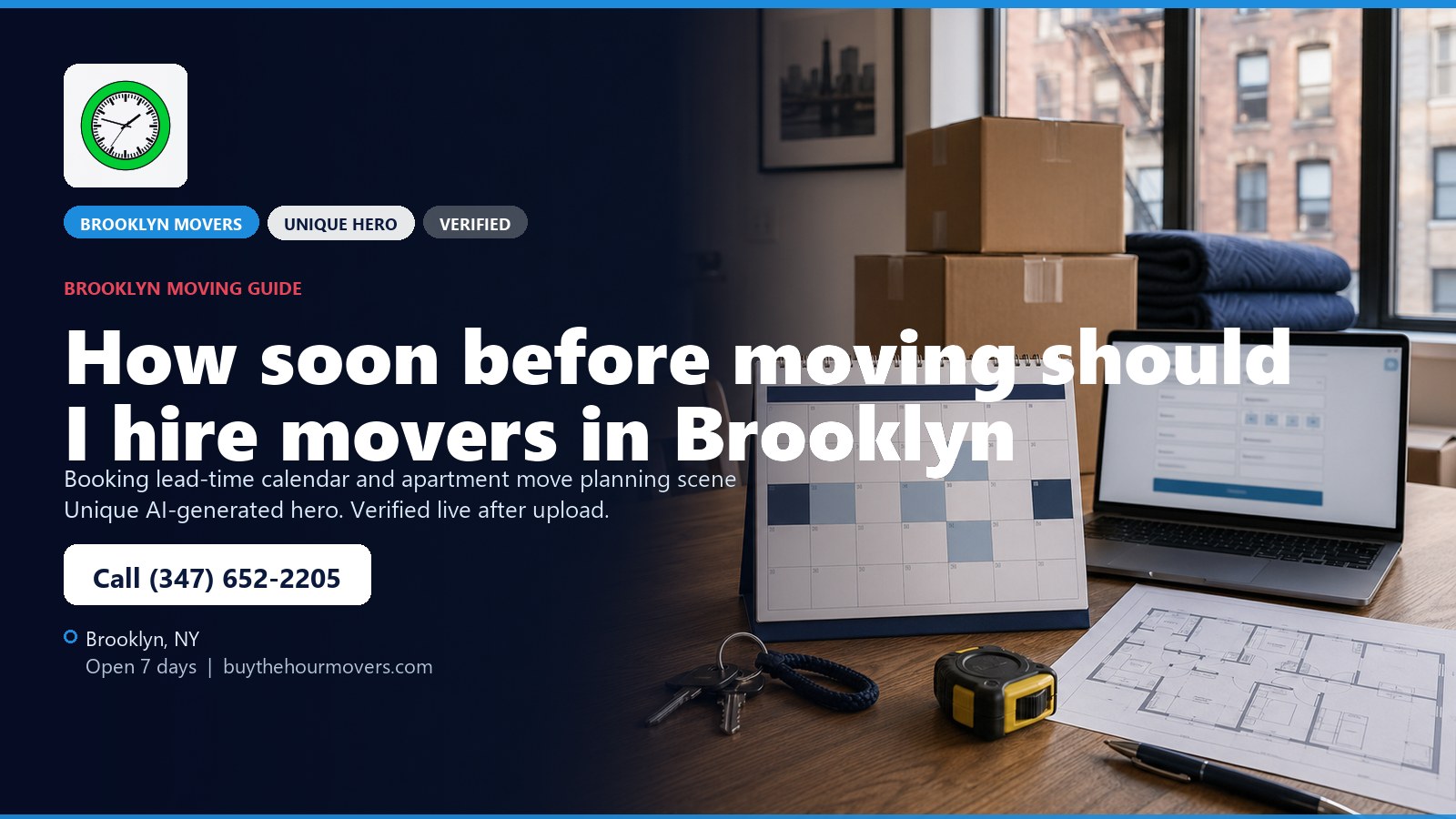How soon before moving should I hire movers in Brooklyn? unique hero image for Buy The Hour Movers in Brooklyn