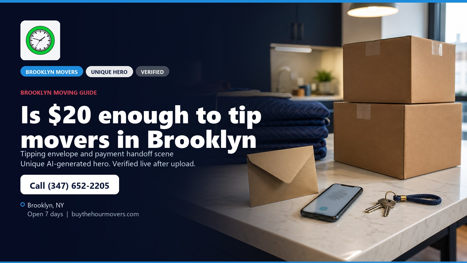 Is $20 enough to tip movers in Brooklyn? unique hero image for Buy The Hour Movers in Brooklyn