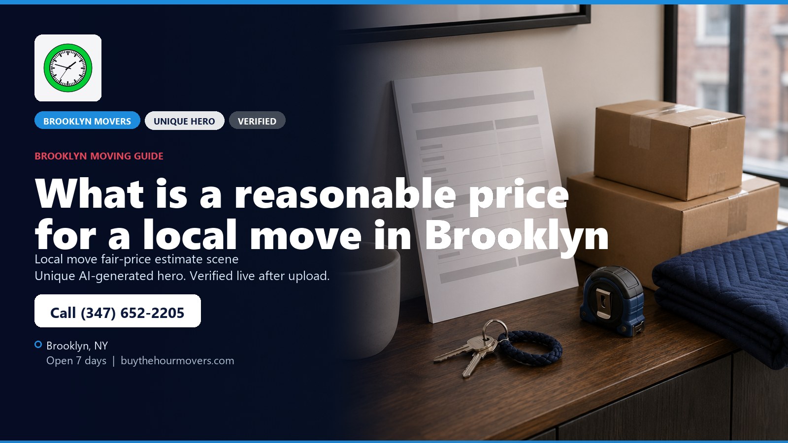 What is a reasonable price for a local move in Brooklyn? unique hero image for Buy The Hour Movers in Brooklyn