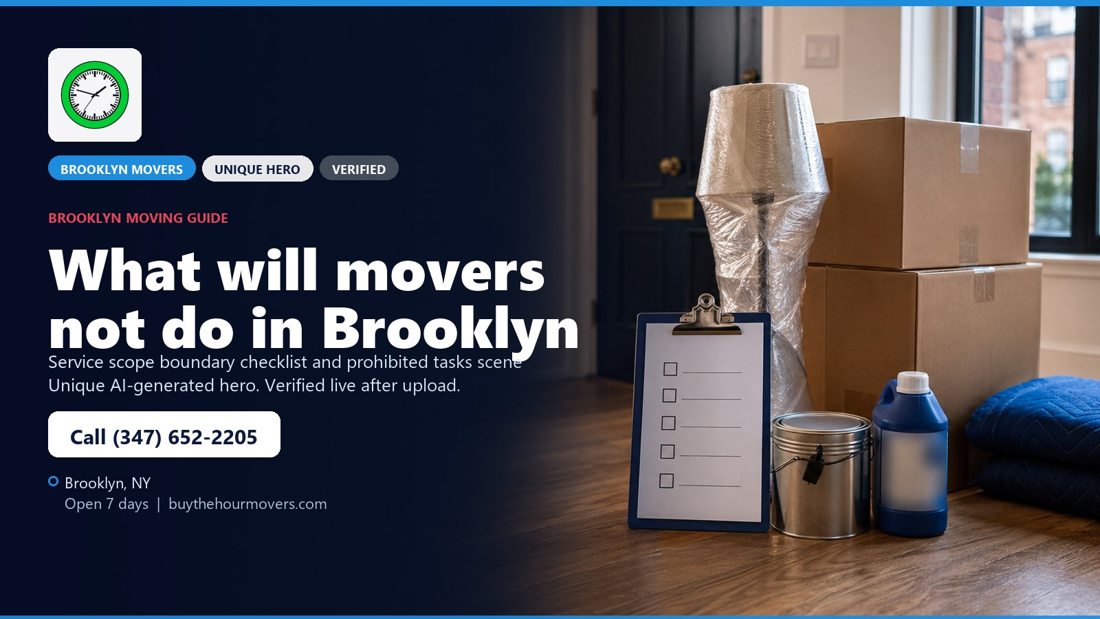 What will movers not do in Brooklyn? unique hero image for Buy The Hour Movers in Brooklyn