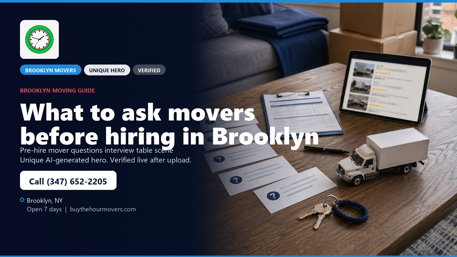 What to ask movers before hiring in Brooklyn? unique hero image for Buy The Hour Movers in Brooklyn