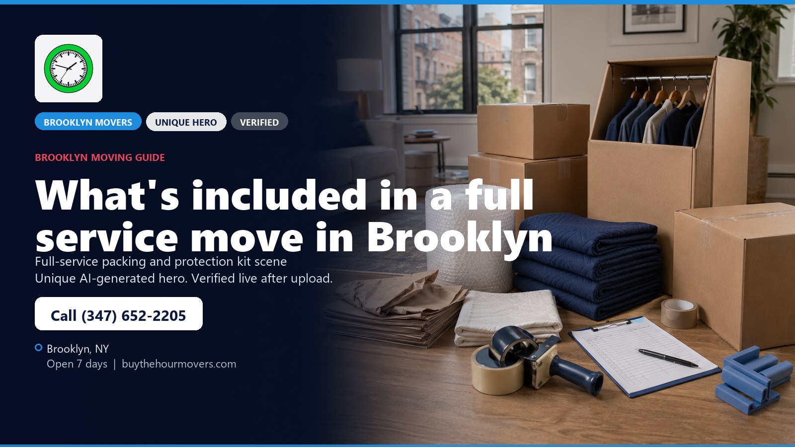 What's included in a full service move in Brooklyn? unique hero image for Buy The Hour Movers in Brooklyn